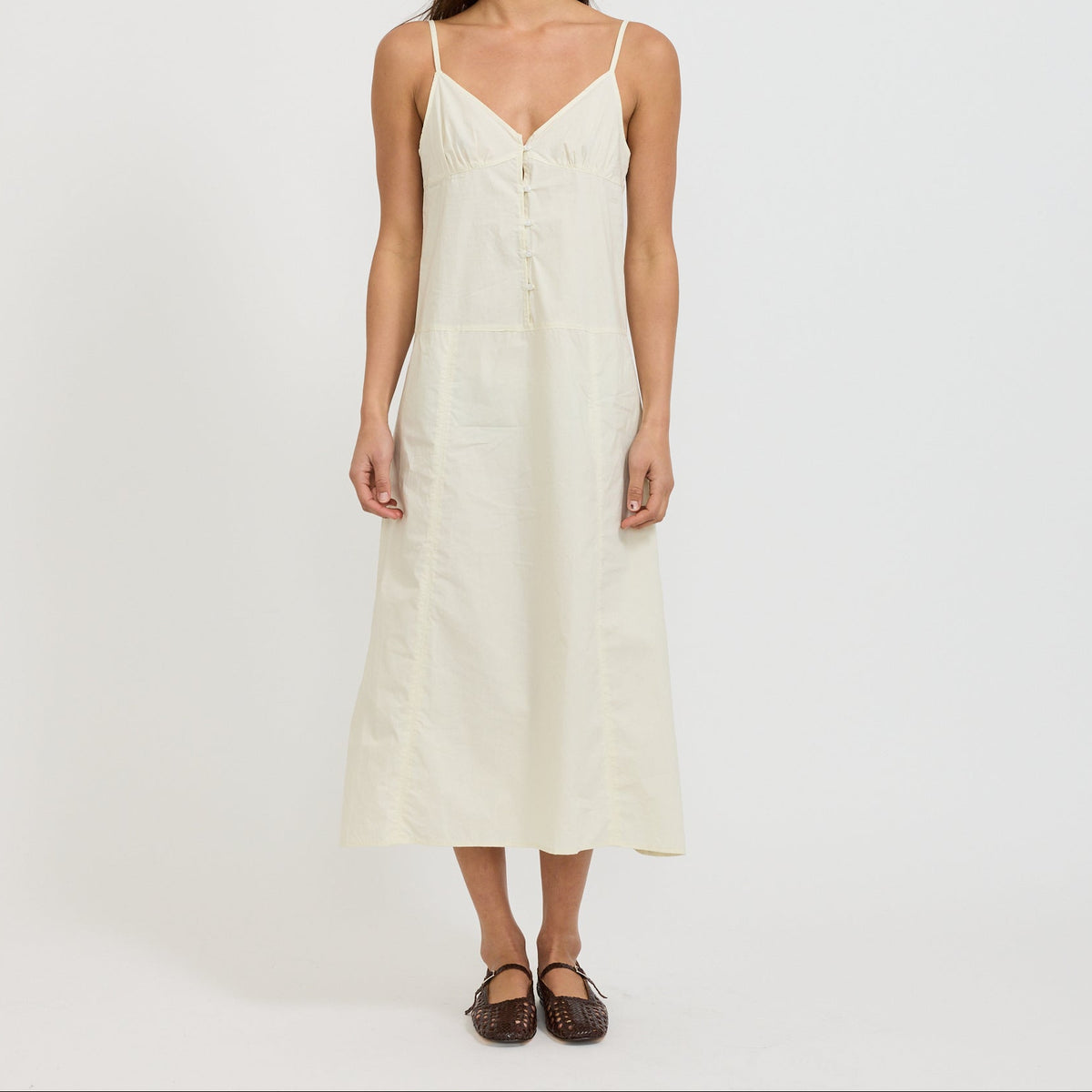 Vestido Double Seam Butter White - Blanco mantequilla