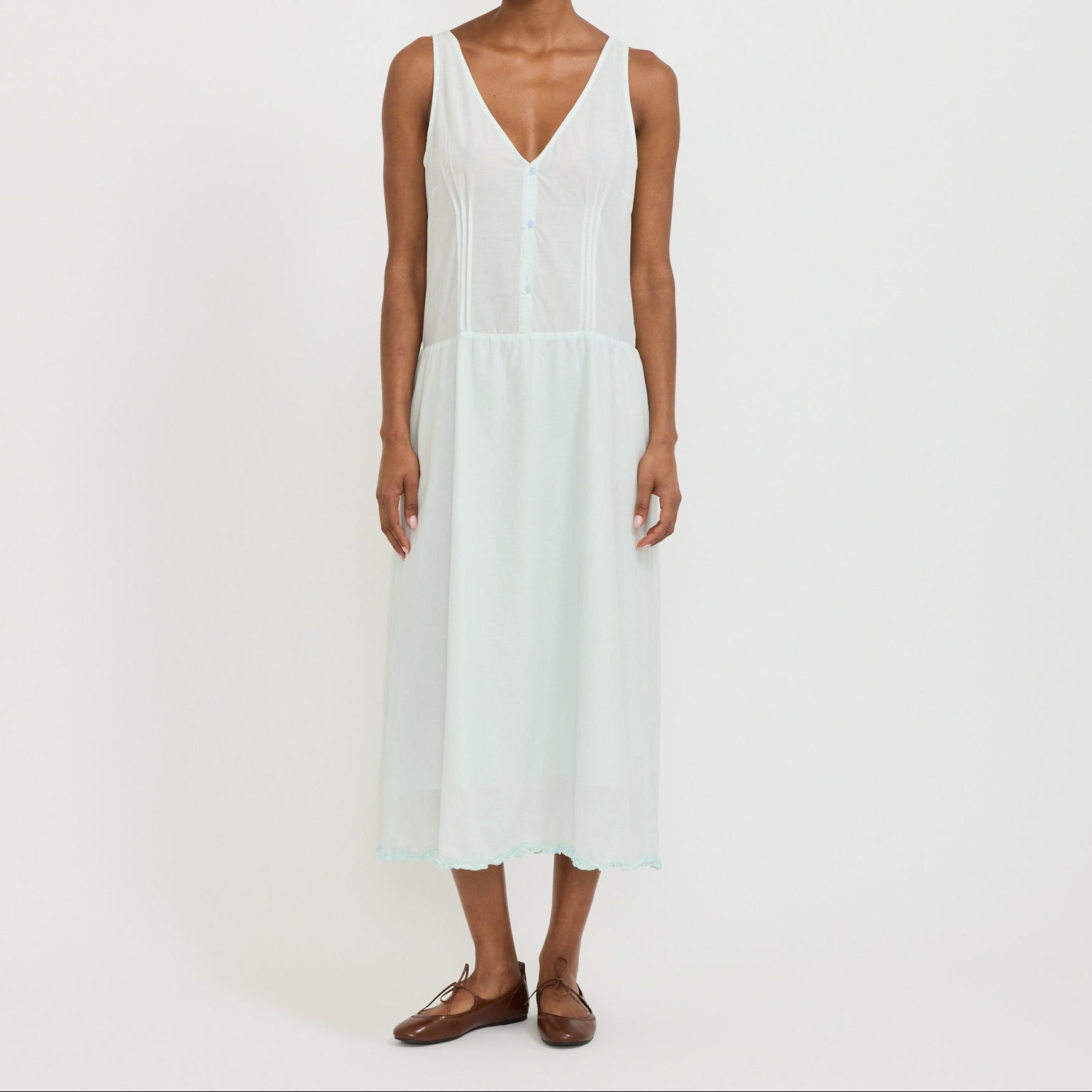 Vestido Pintuck con alforzas - Verde menta