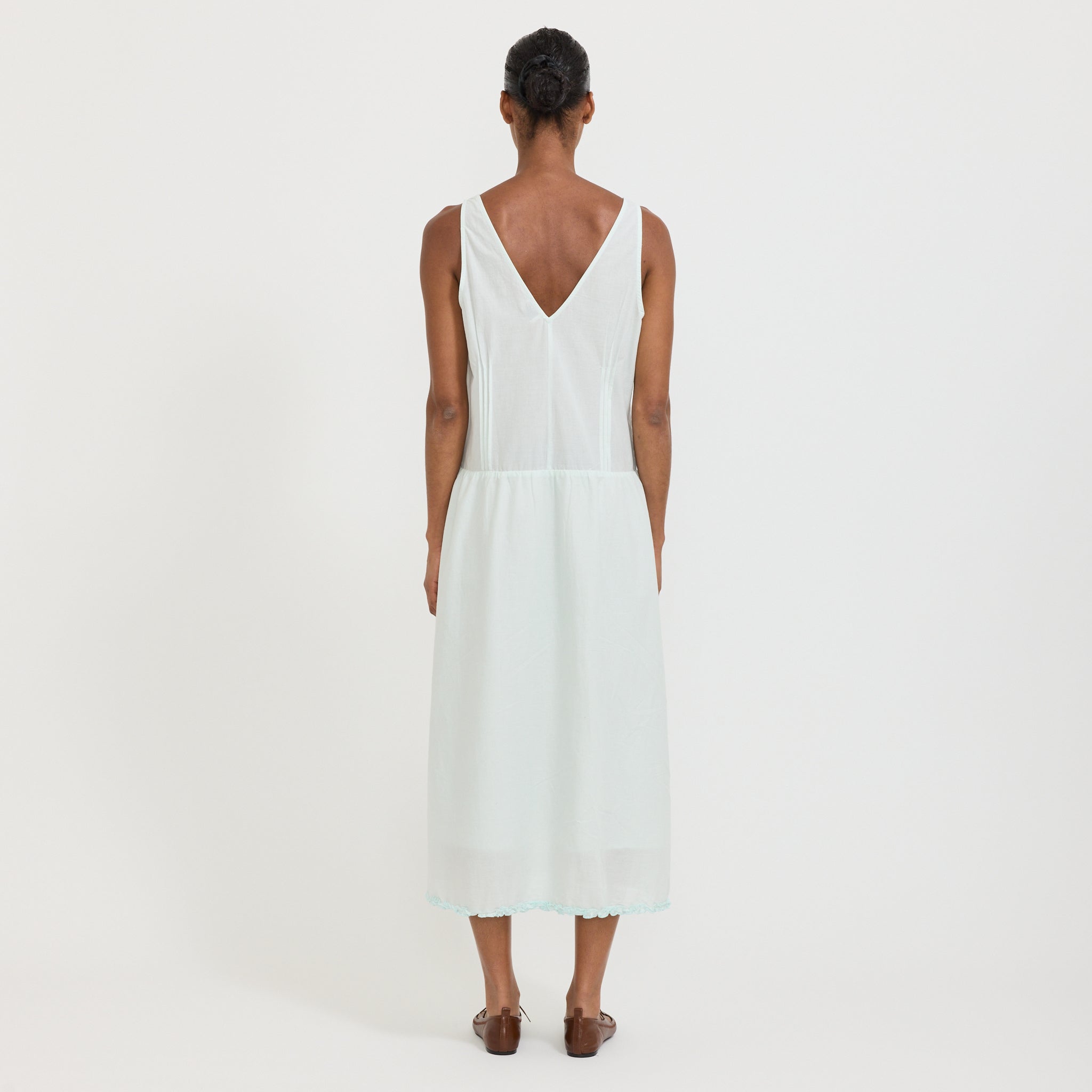 Vestido Pintuck con alforzas - Verde menta