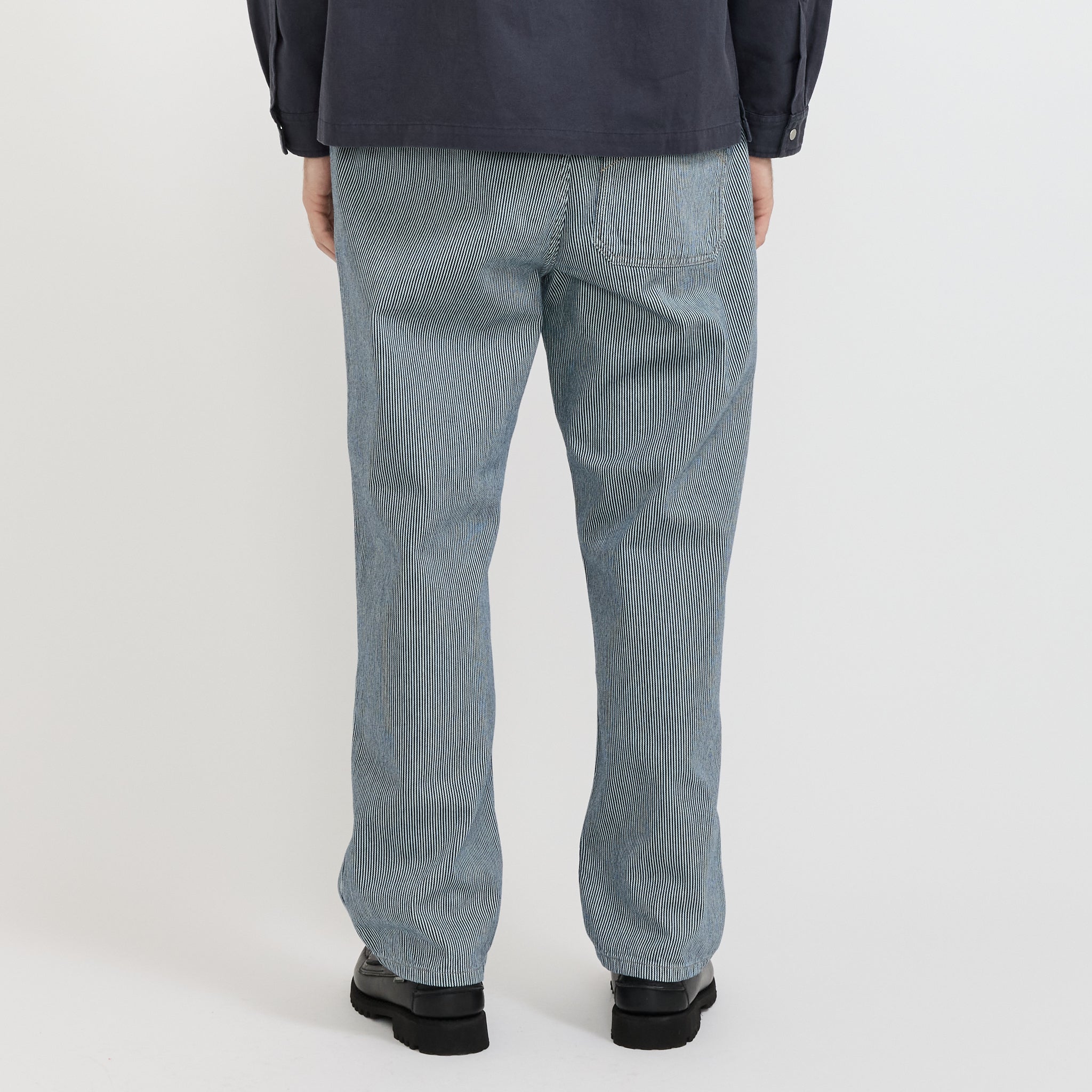 Vaqueros de pierna abombada con rayas Ticking - Azul índigo