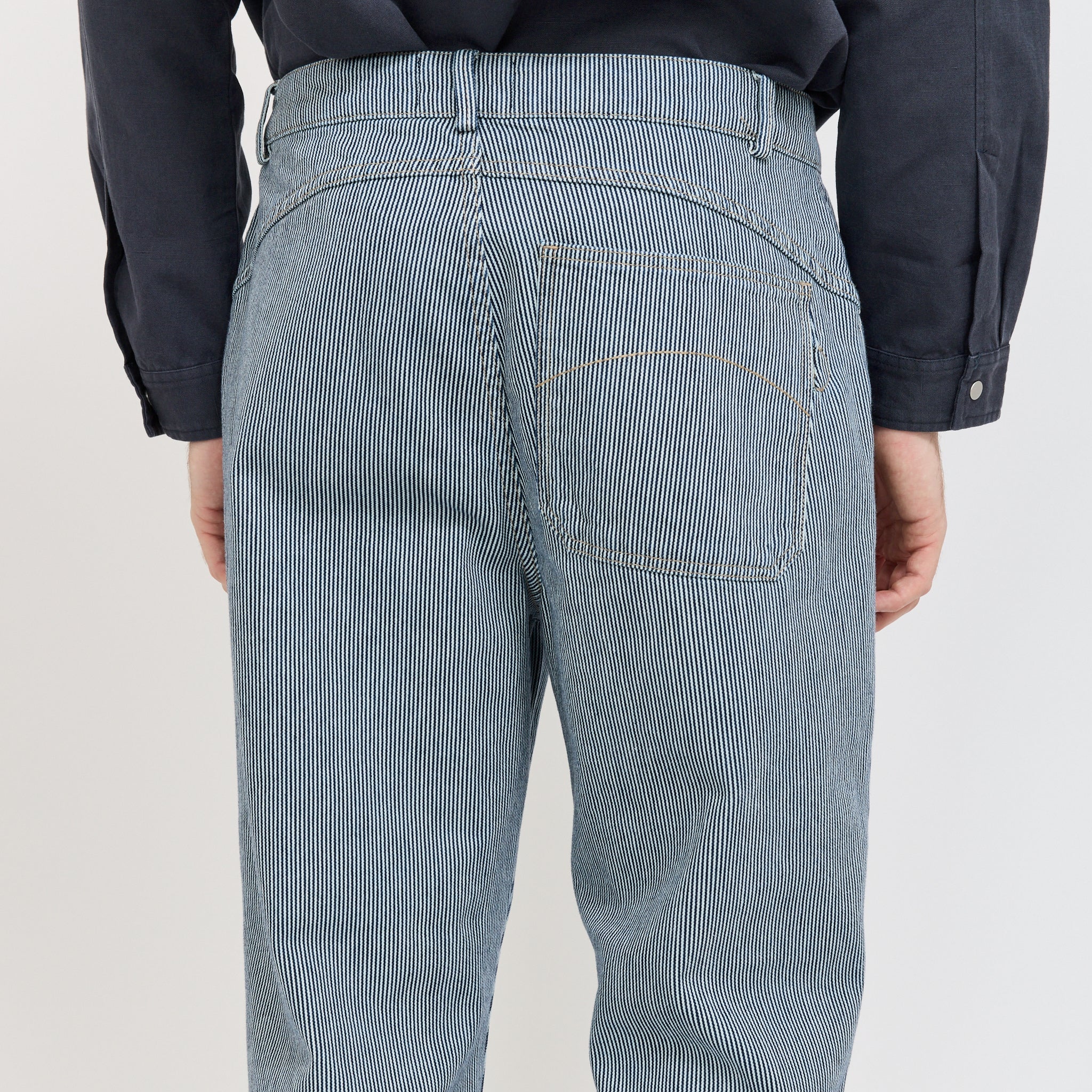 Vaqueros de pierna abombada con rayas Ticking - Azul índigo