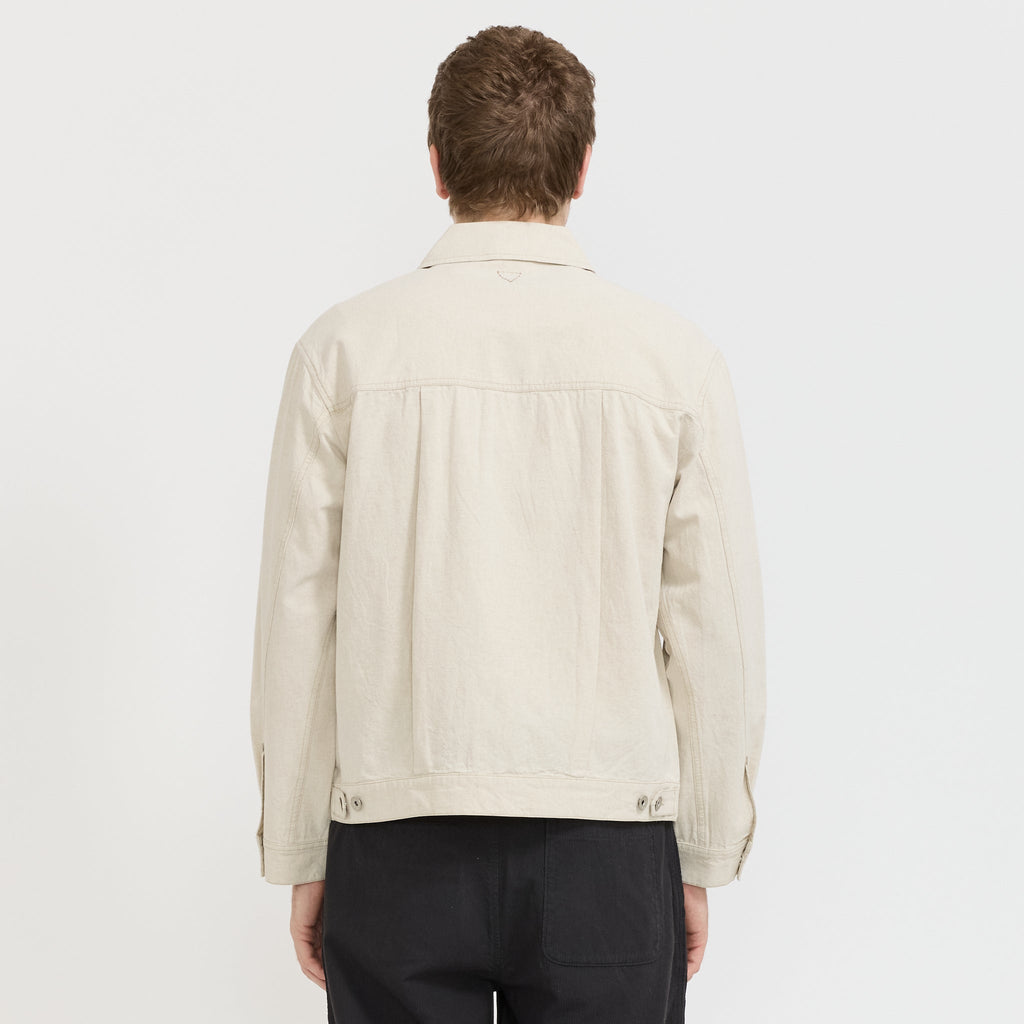 Chaqueta vaquera de lona de algodón y lino natural - Beige natural