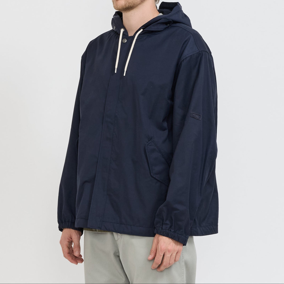 Chaqueta sarga de nailon con capucha - Azul marino