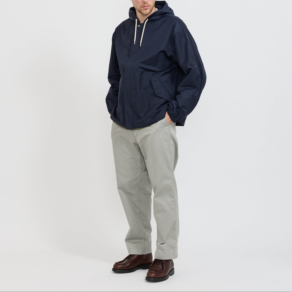 Chaqueta sarga de nailon con capucha - Azul marino