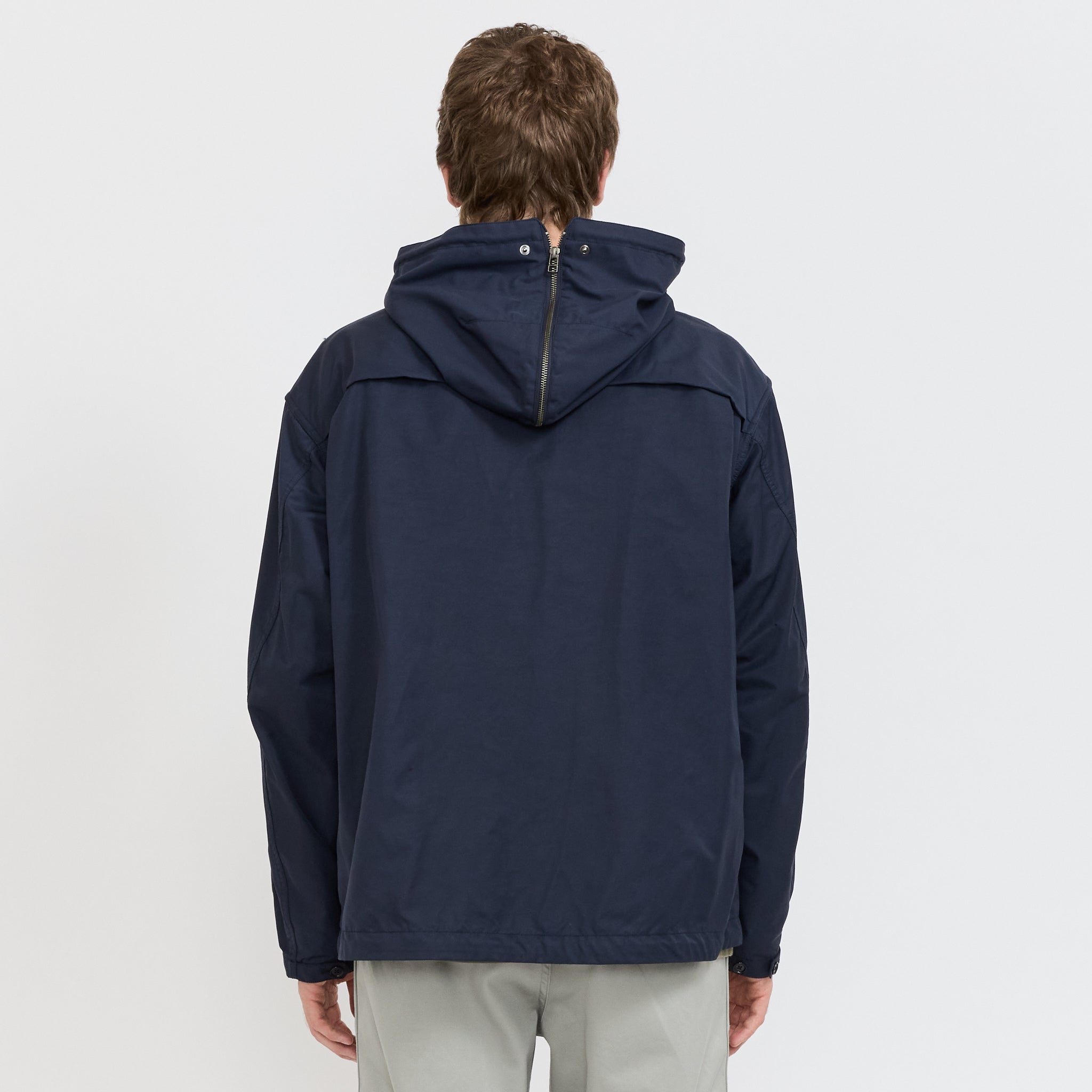 Chaqueta sarga de nailon con capucha - Azul marino