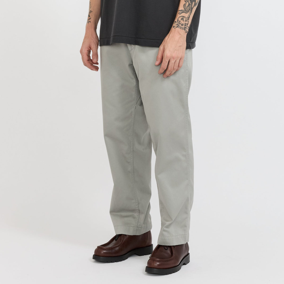 Pantalón chino ancho - Gris claro