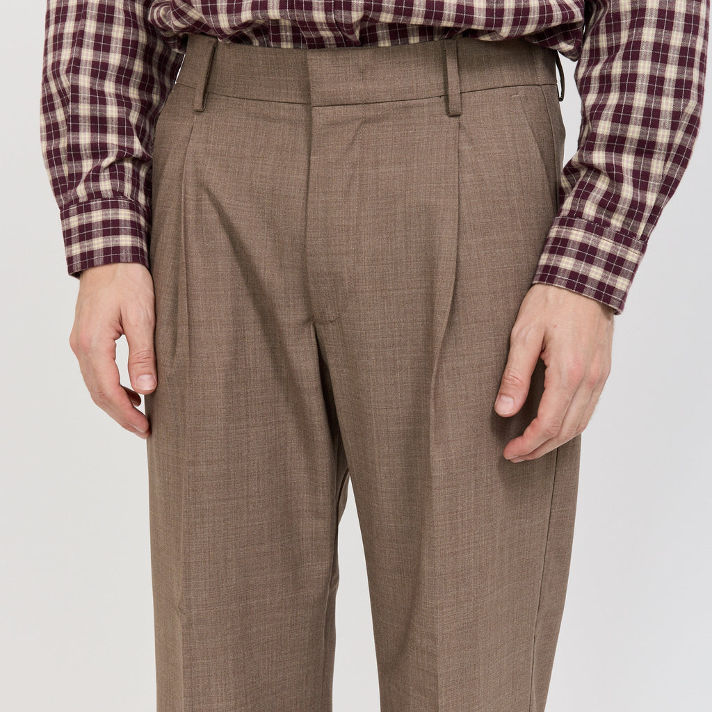 Pantalón Kay de corte holgado Khaki Mélange - Caqui