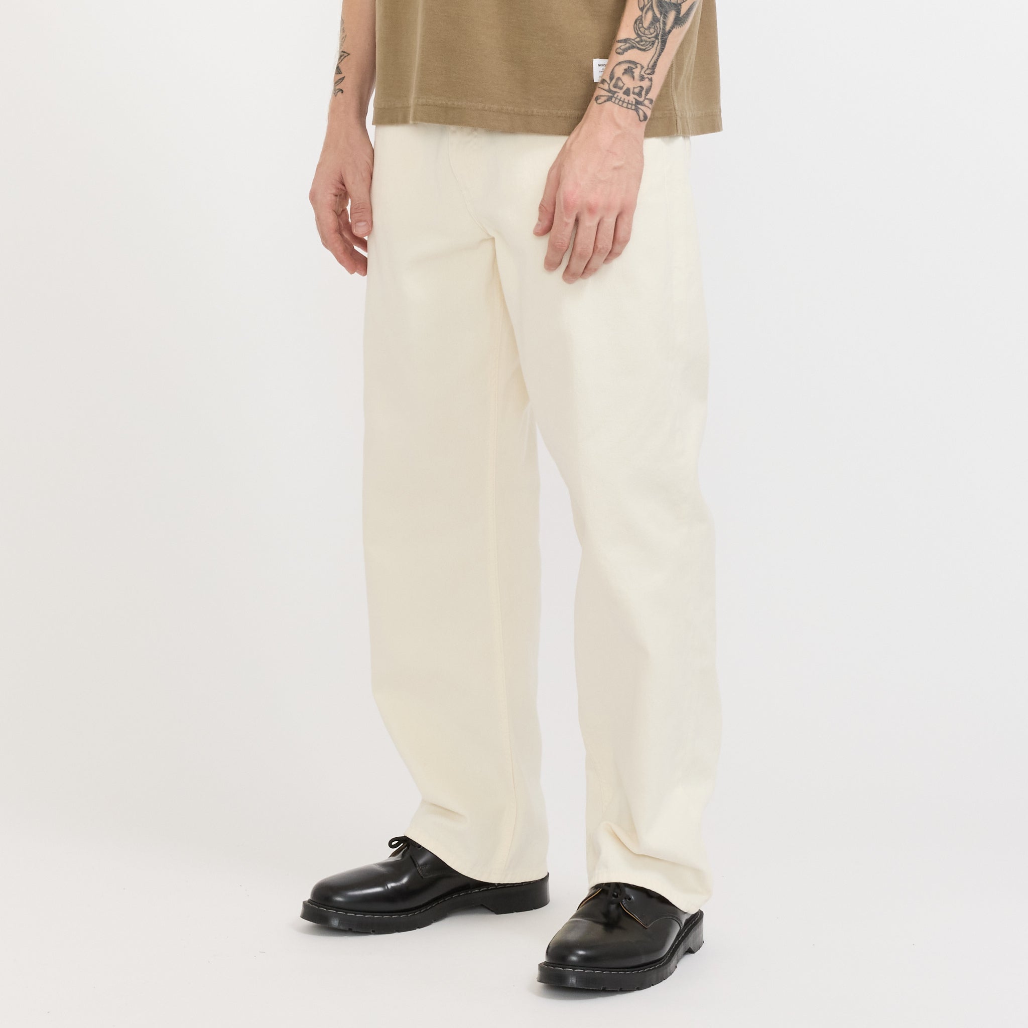 Pantalón Korshavn de sarga gruesa y cinco bolsillos - Crudo natural