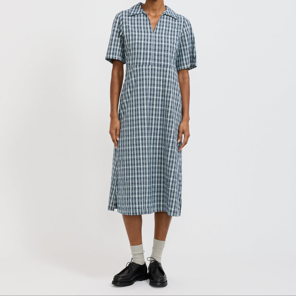 Vestido Ronja de seersucker índigo - Azul índigo