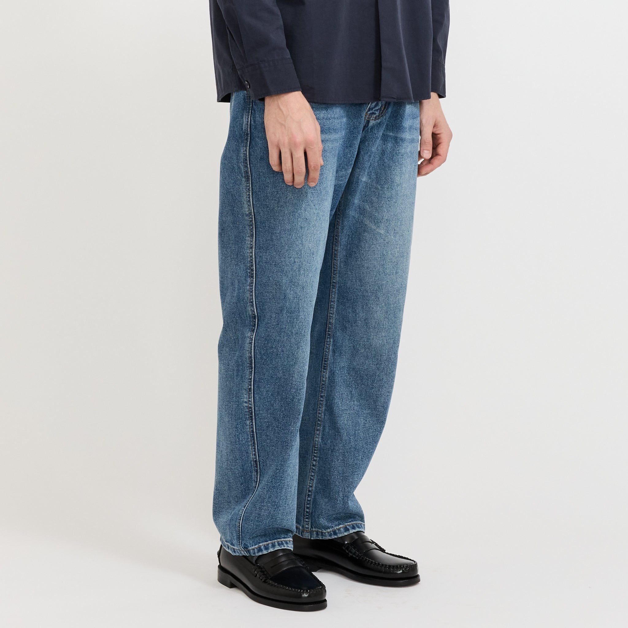 Vaqueros recto denim profundo índigo lavado - Azul índigo