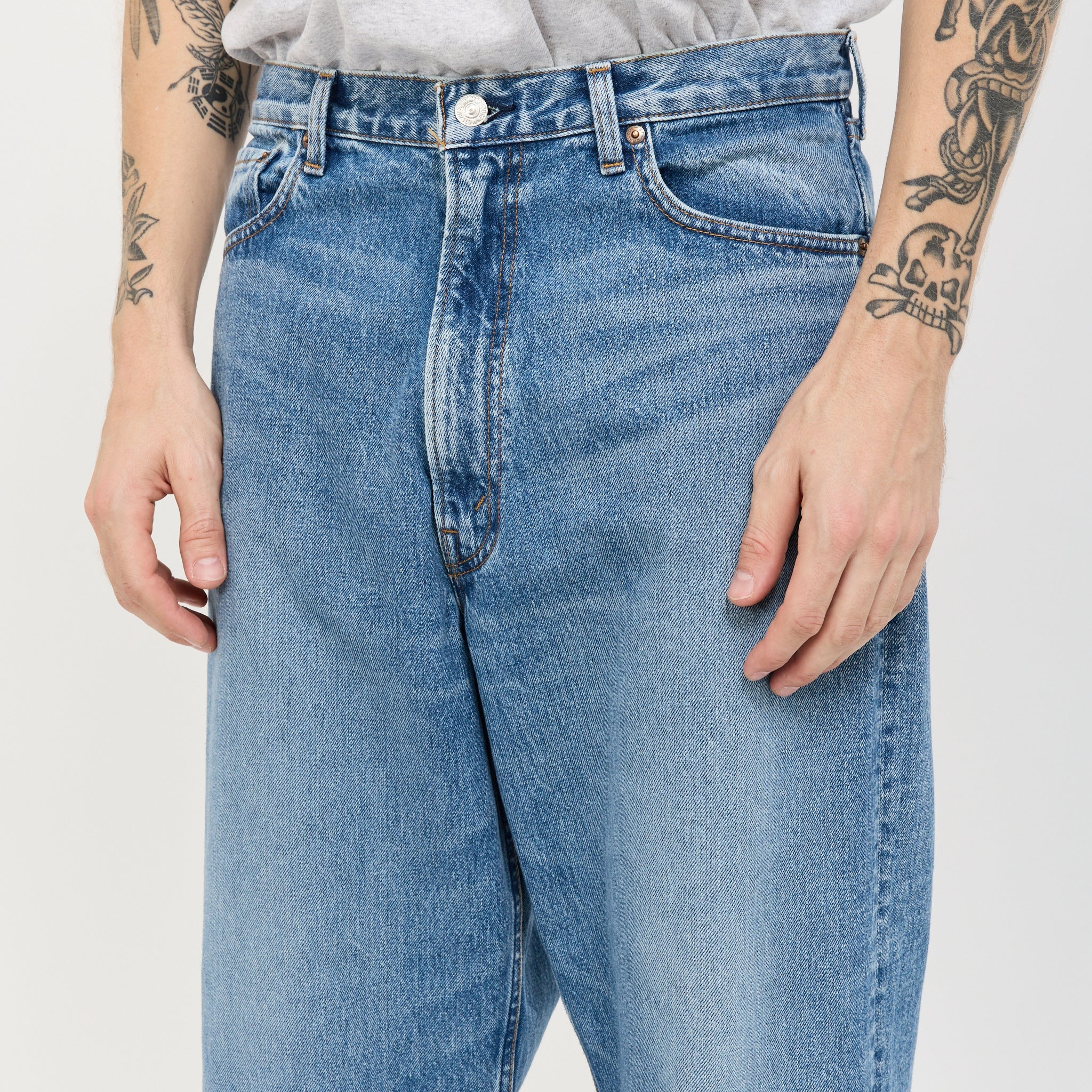 Vaqueros Super Dad's de denim desgastado - Azul lavado