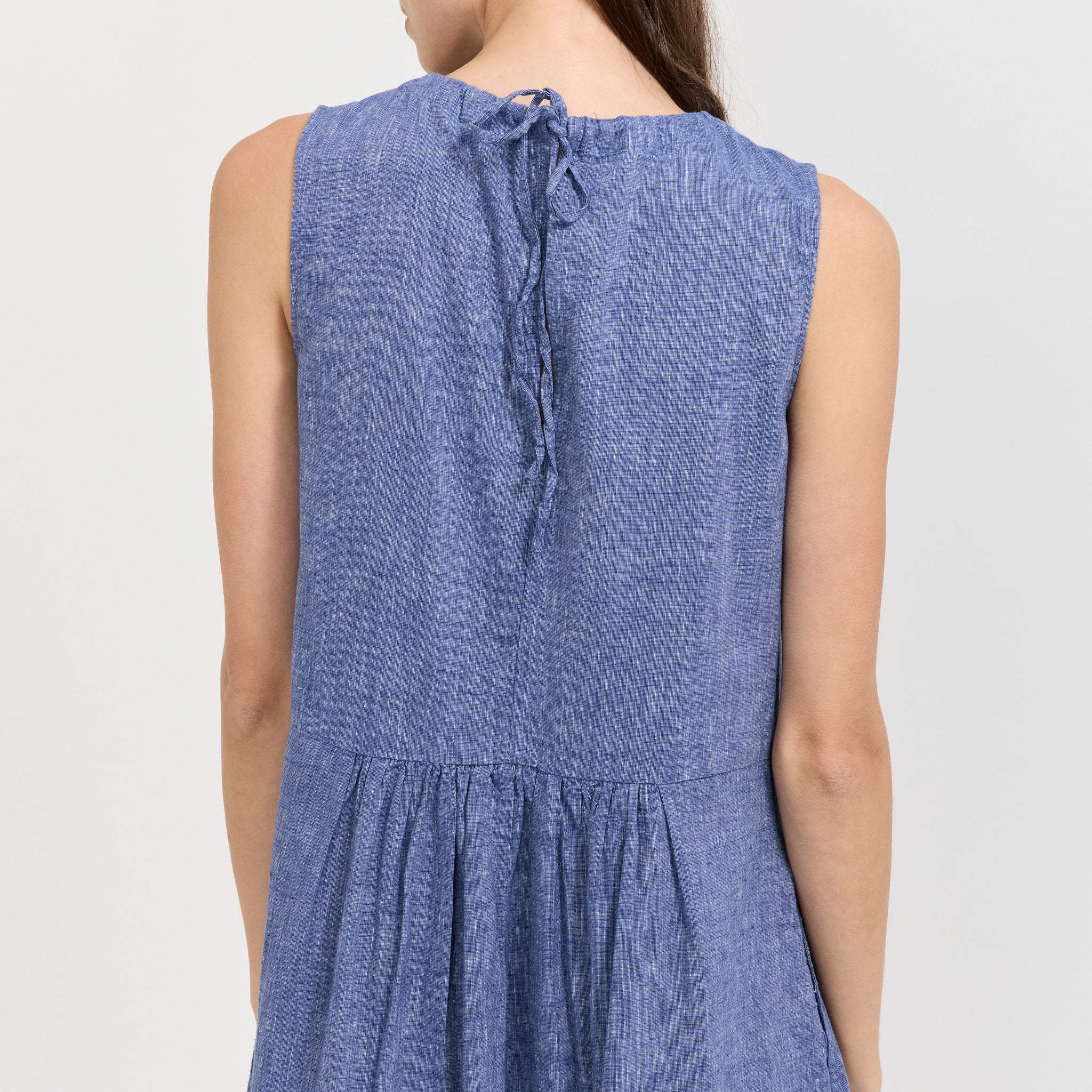 Vestido Martha de chambray de algodón y lino - Azul