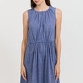 Vestido Martha de chambray de algodón y lino - Azul