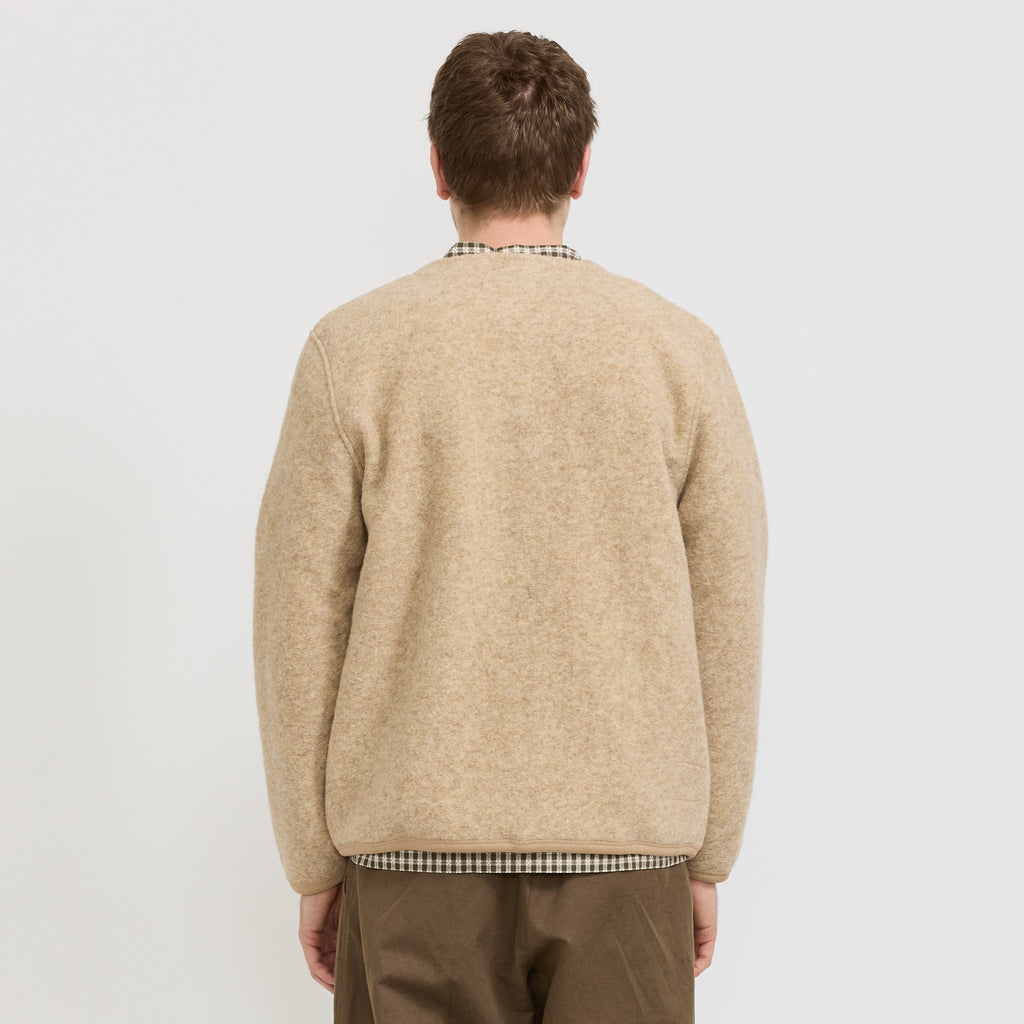 Cárdigan de lana y forro polar - Beige cervatillo
