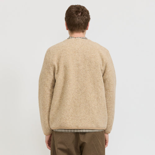 Cárdigan de lana y forro polar - Beige cervatillo