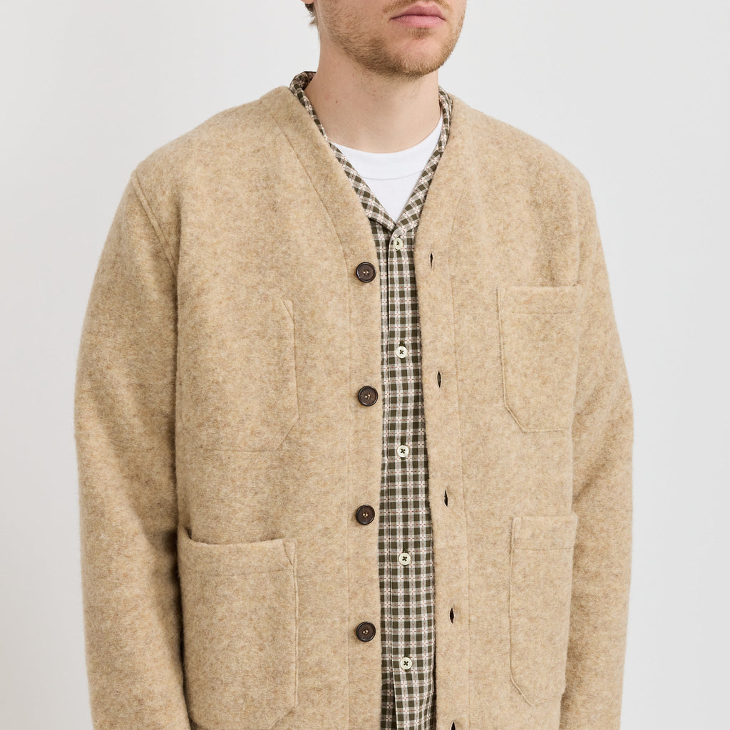 Cárdigan de lana y forro polar - Beige cervatillo