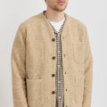 Cárdigan de lana y forro polar - Beige cervatillo