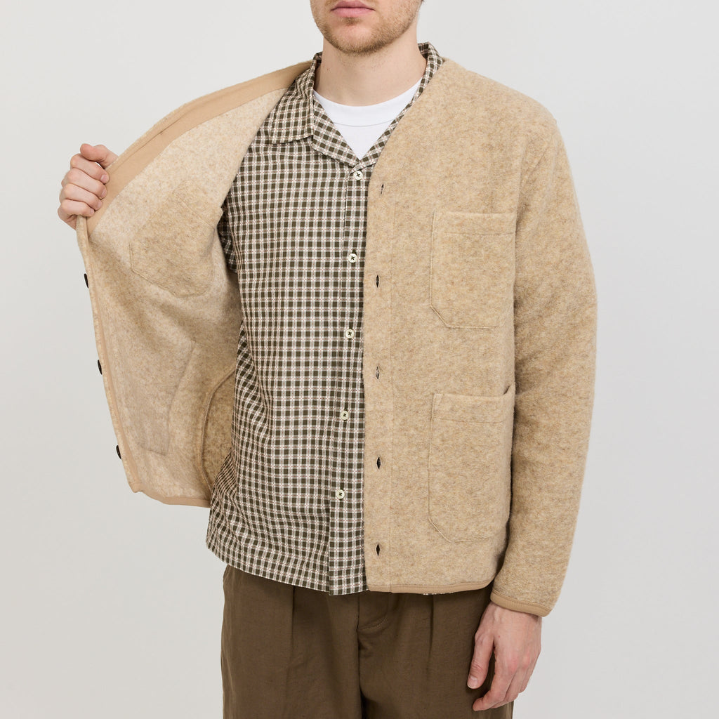 Cárdigan de lana y forro polar - Beige cervatillo