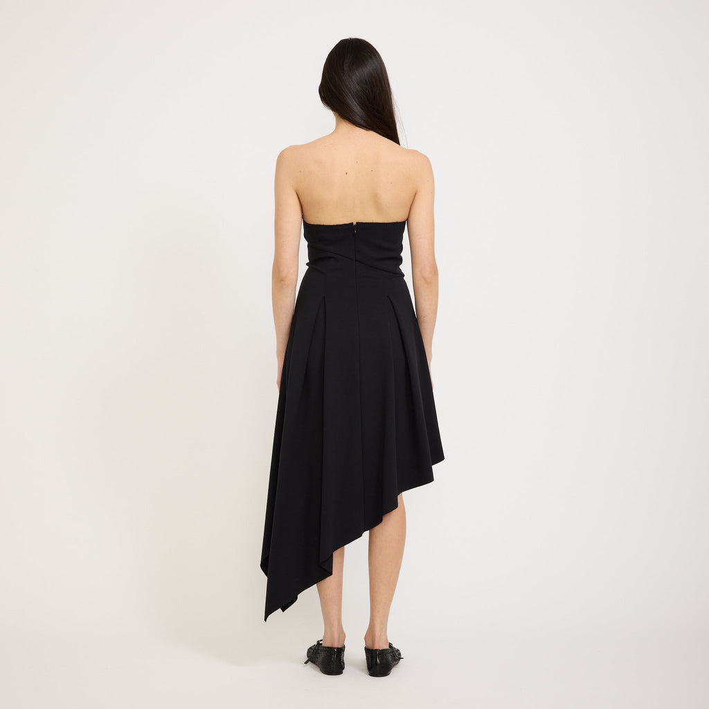 Vestido asimétrico sin tirantes - Negro